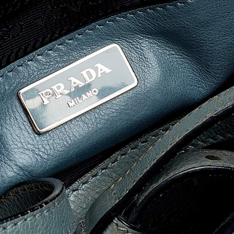 Pre Owned Prada Grey Glace Leather Twin Pocket Tote