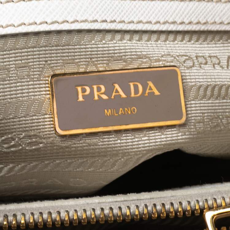 Pre Owned Prada White Saffiano Leather Mini Galleria Tote