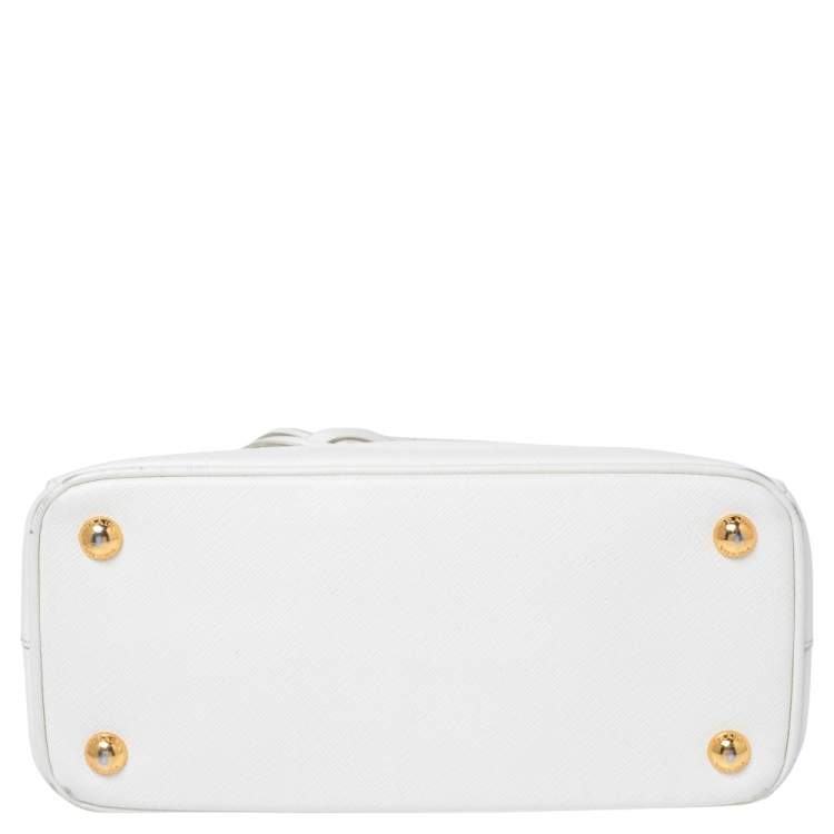 Pre Owned Prada White Saffiano Leather Mini Galleria Tote