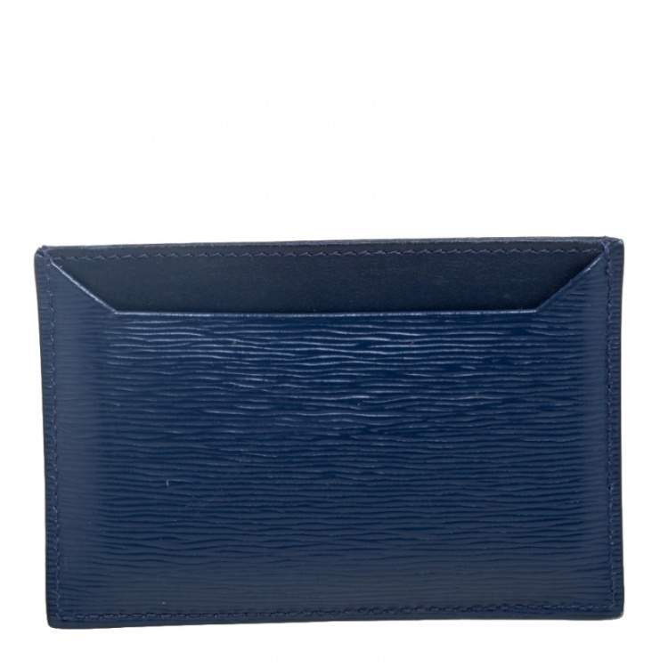 Pre Owned Prada Navy Blue Move Leather Logo Card Holder