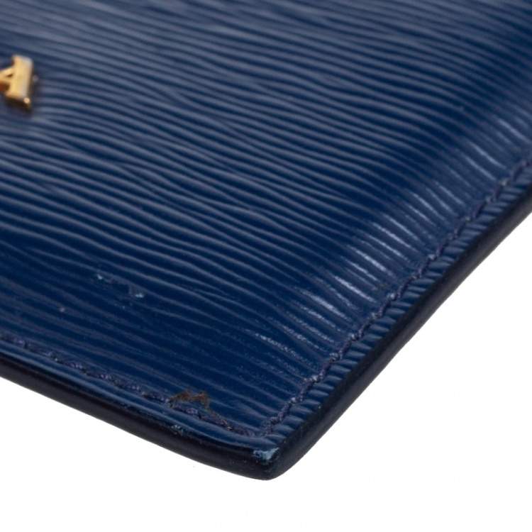 Pre Owned Prada Navy Blue Move Leather Logo Card Holder