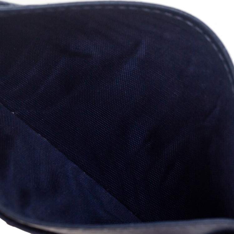 Pre Owned Prada Navy Blue Move Leather Logo Card Holder