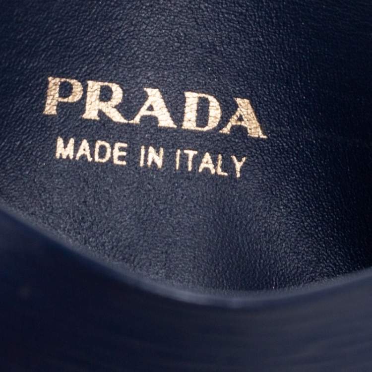 Pre Owned Prada Navy Blue Move Leather Logo Card Holder