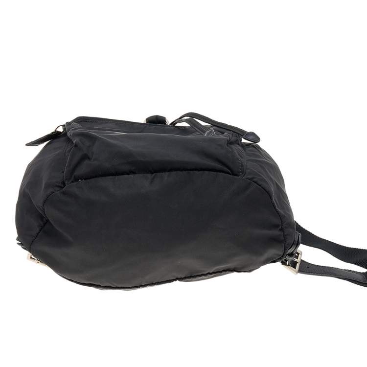 Pre Owned Prada Black Tessuto Nylon Vintage Drawstring Backpack