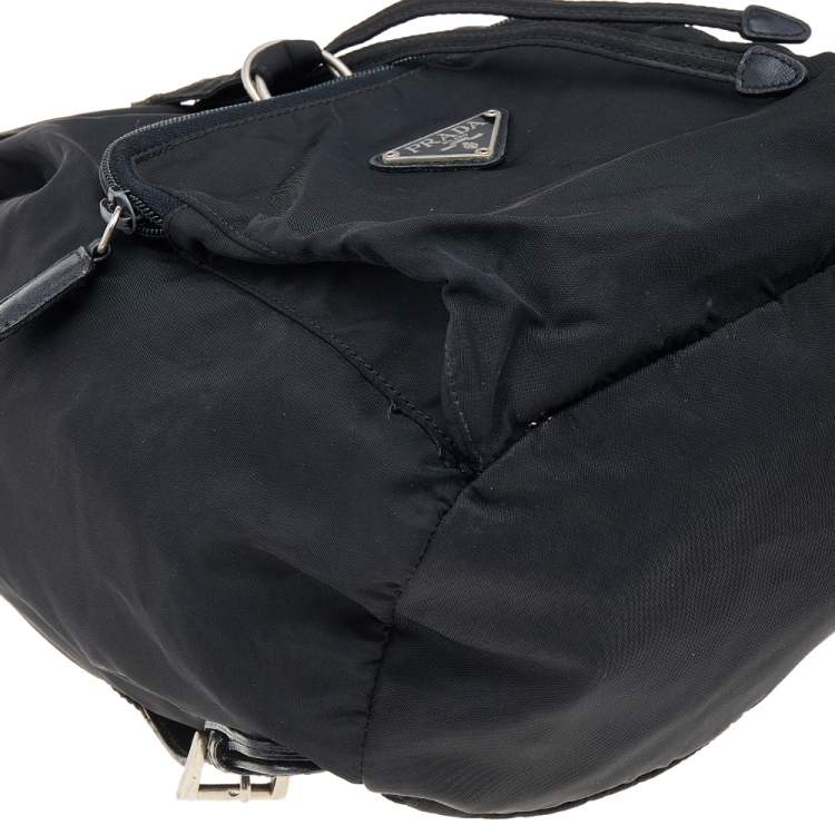 Pre Owned Prada Black Tessuto Nylon Vintage Drawstring Backpack