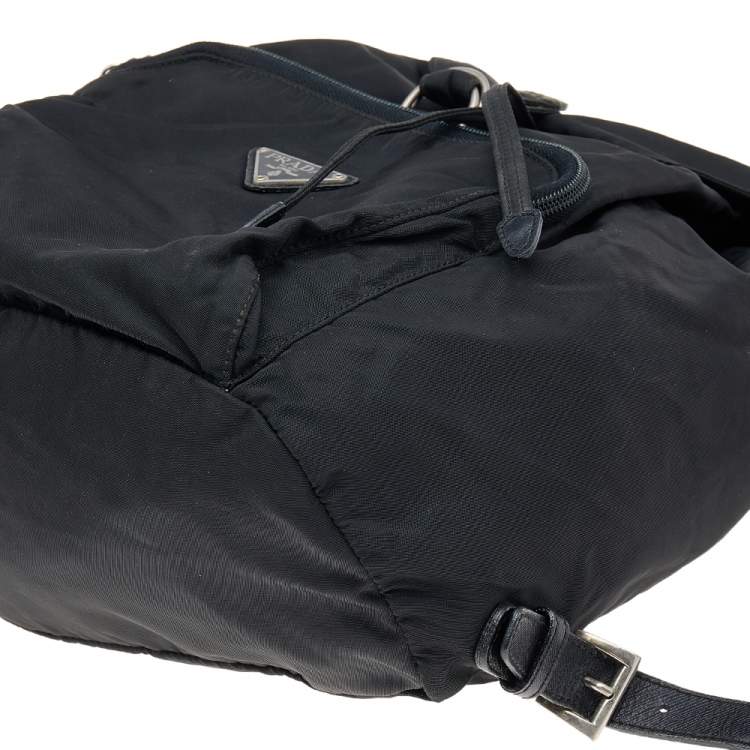 Pre Owned Prada Black Tessuto Nylon Vintage Drawstring Backpack