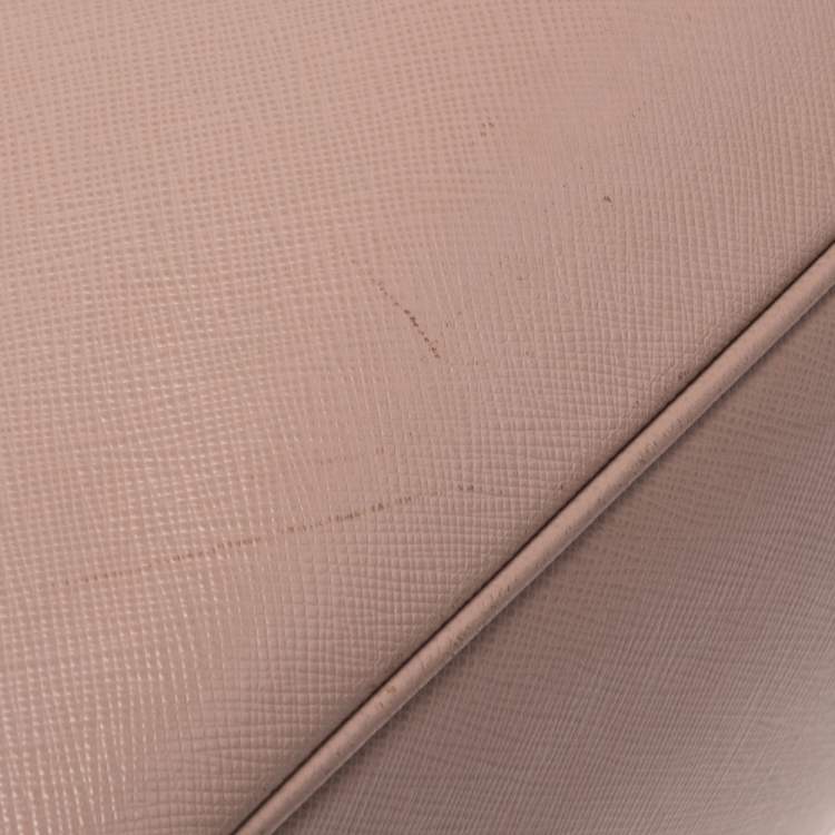Pre Owned Prada Beige Saffiano Leather Medium Galleria Double Zip Tote