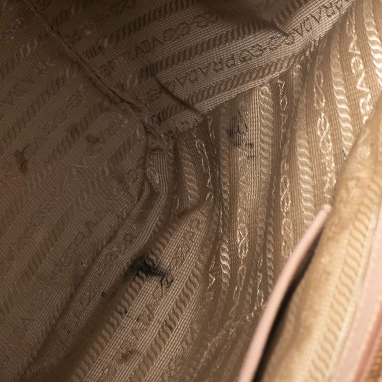 Pre Owned Prada Beige Saffiano Leather Medium Galleria Double Zip Tote