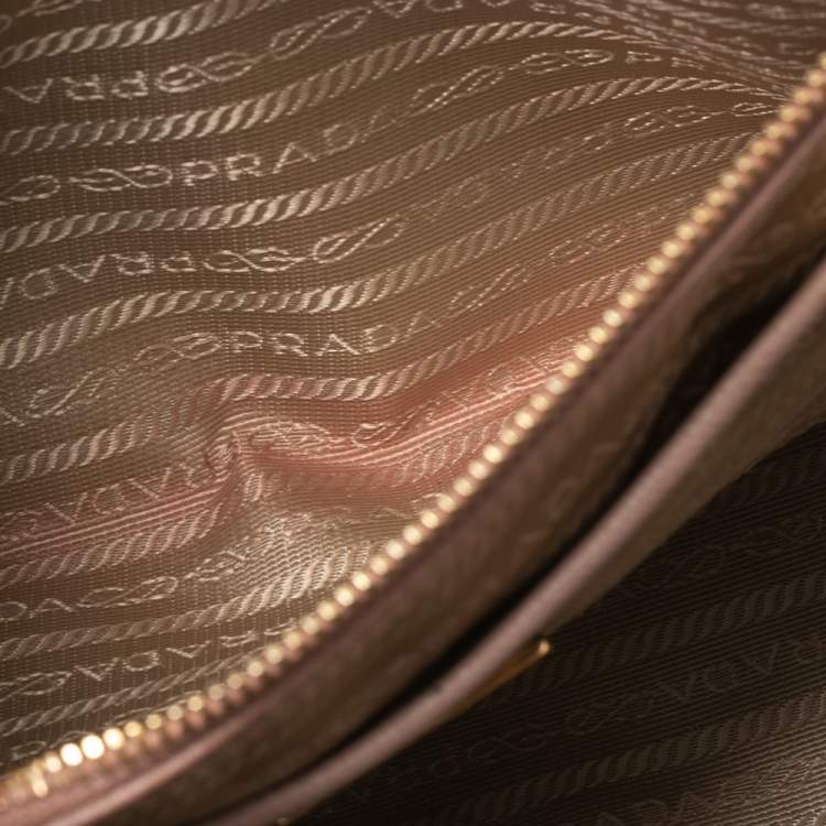 Pre Owned Prada Beige Saffiano Leather Medium Galleria Double Zip Tote