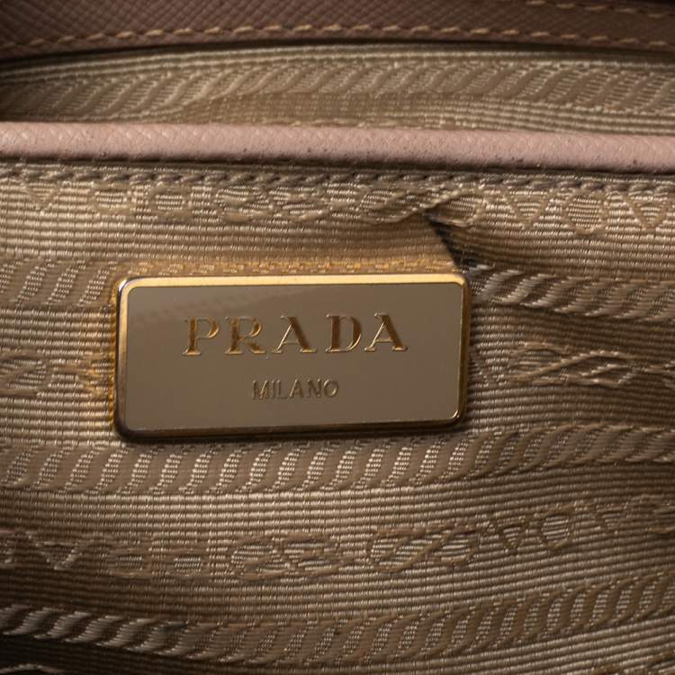 Pre Owned Prada Beige Saffiano Leather Medium Galleria Double Zip Tote