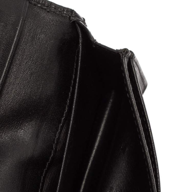Pre Owned Prada Black Move Leather Logo Flap Card Case 