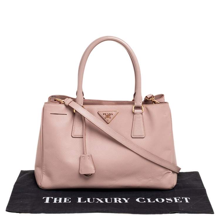 Pre Owned Prada Pink Saffiano Lux Leather Medium Galleria Tote