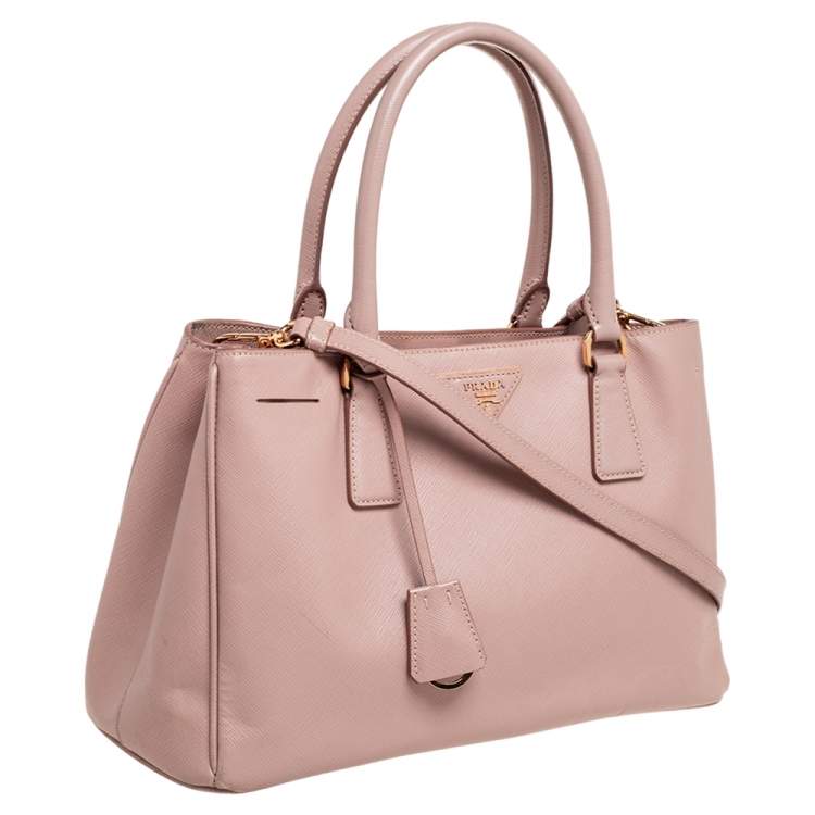 Pre Owned Prada Pink Saffiano Lux Leather Medium Galleria Tote