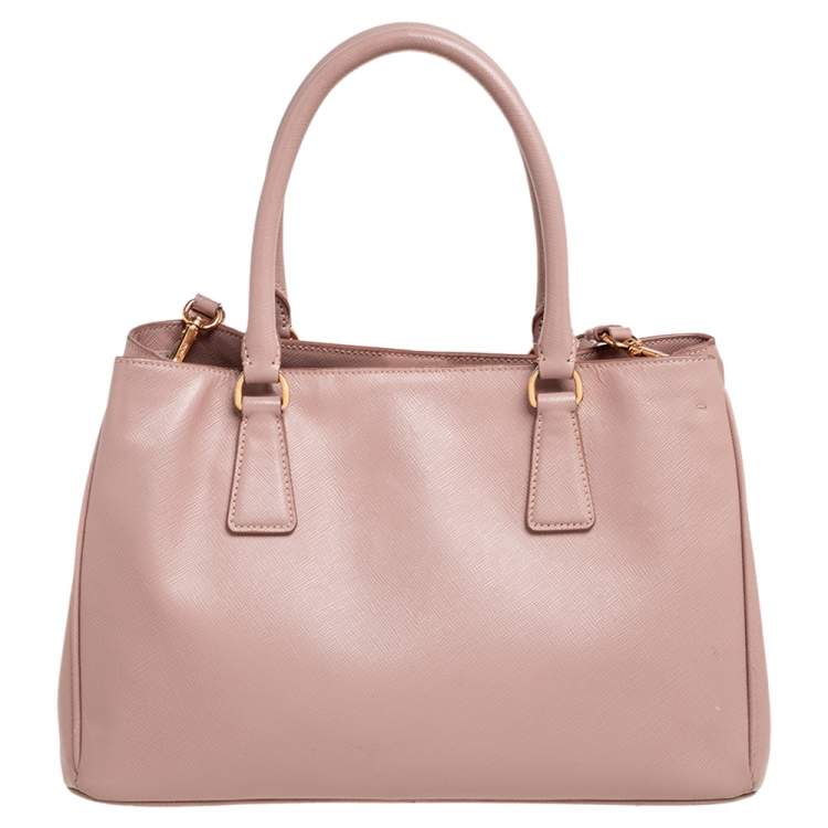 Pre Owned Prada Pink Saffiano Lux Leather Medium Galleria Tote