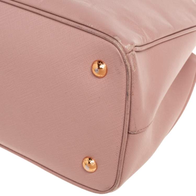 Pre Owned Prada Pink Saffiano Lux Leather Medium Galleria Tote