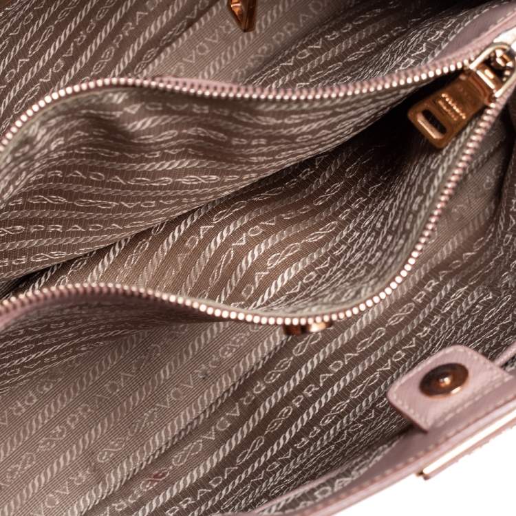 Pre Owned Prada Pink Saffiano Lux Leather Medium Galleria Tote
