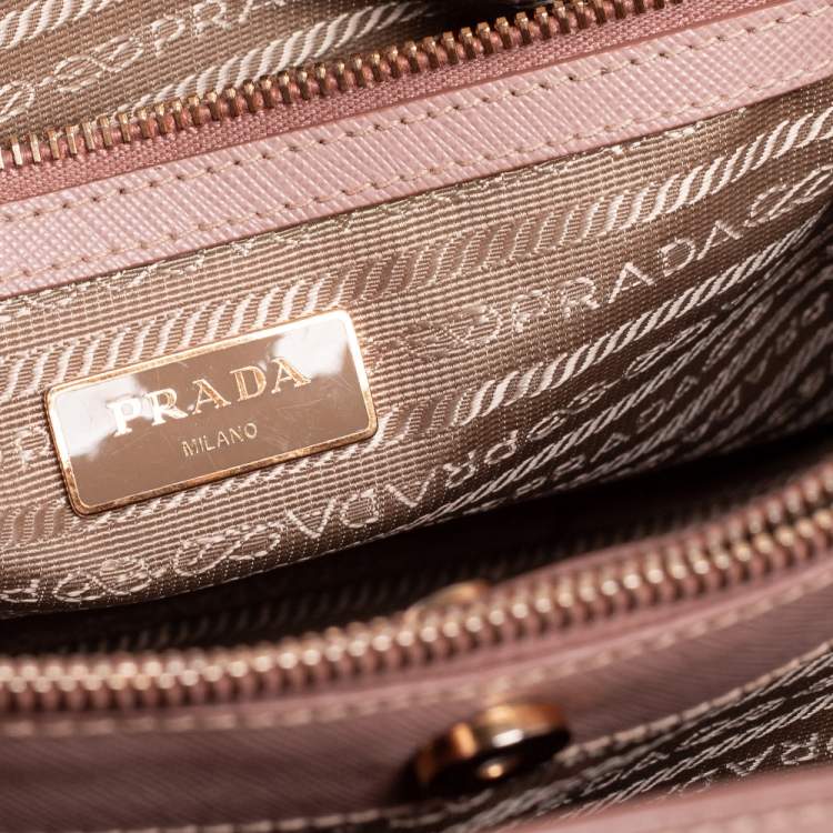 Pre Owned Prada Pink Saffiano Lux Leather Medium Galleria Tote