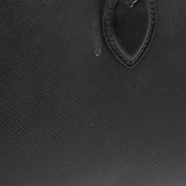 Pre Owned Prada Black Saffiano Leather Small Top Handle Crossbody Bag