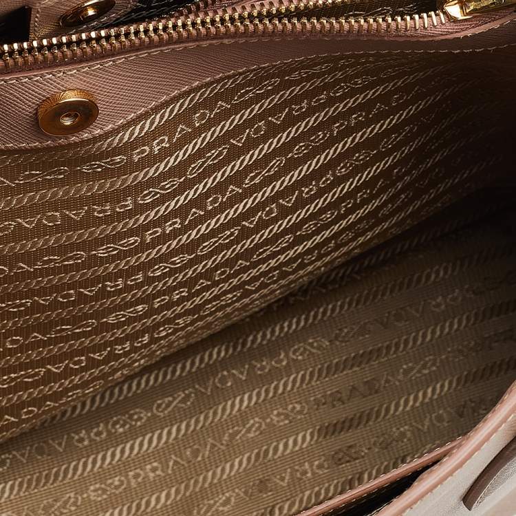Pre Owned Prada Beige Saffiano Leather Medium Galleria Double Zip Tote