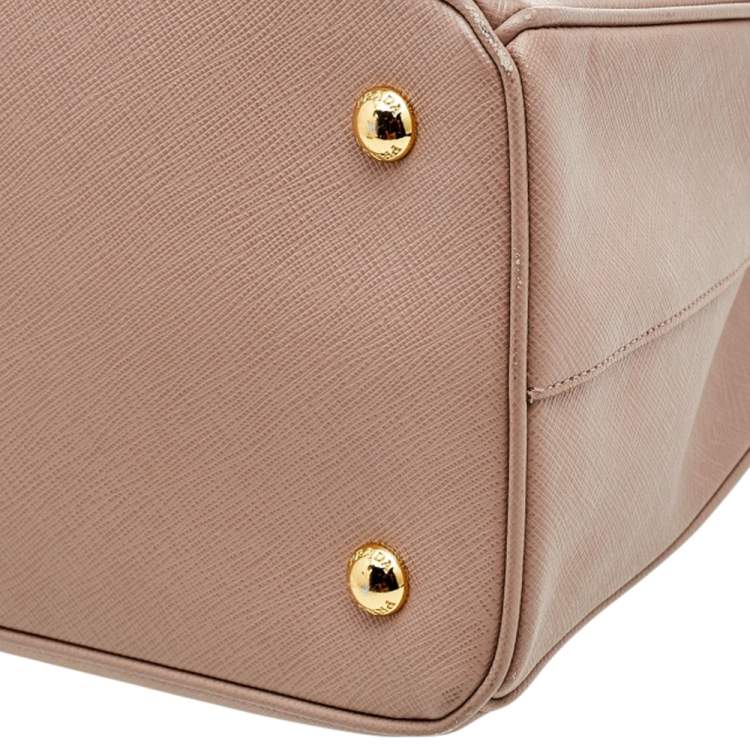 Pre Owned Prada Beige Saffiano Leather Medium Galleria Double Zip Tote