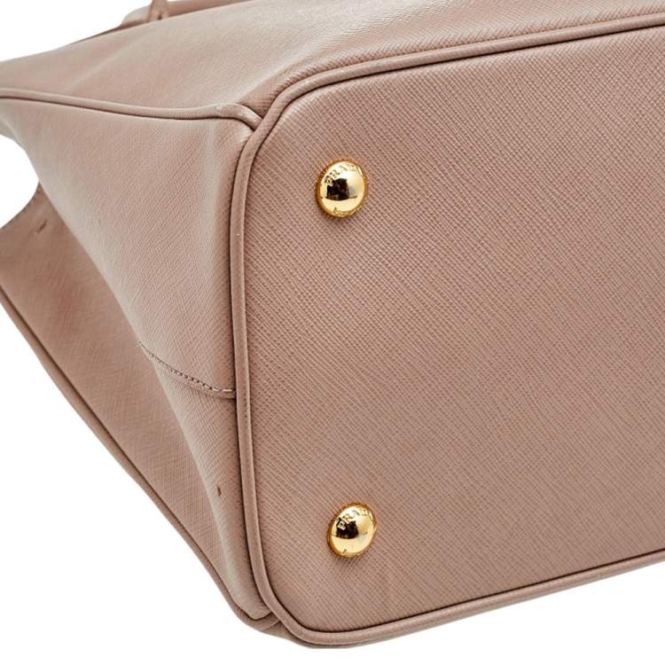 Pre Owned Prada Beige Saffiano Leather Medium Galleria Double Zip Tote