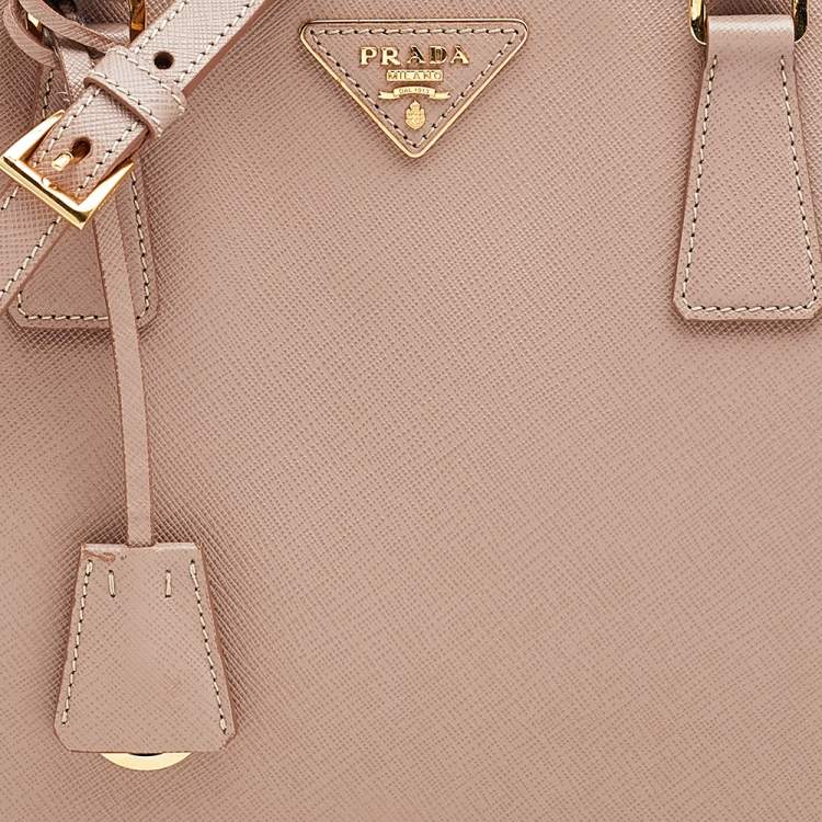 Pre Owned Prada Beige Saffiano Leather Medium Galleria Double Zip Tote