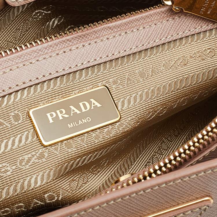 Pre Owned Prada Beige Saffiano Leather Medium Galleria Double Zip Tote