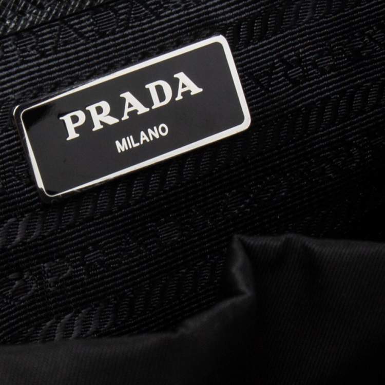 Pre Owned Prada Black Nylon Lightening Bolt Crystals Embellished Backpack