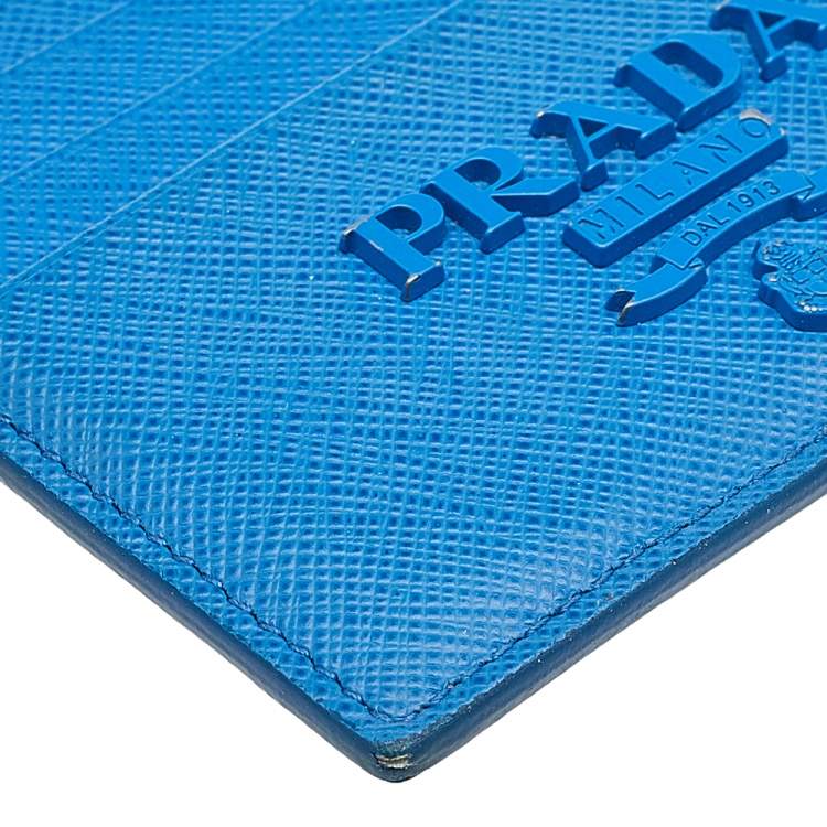 Pre Owned Prada Blue Saffiano Leather Card Holder