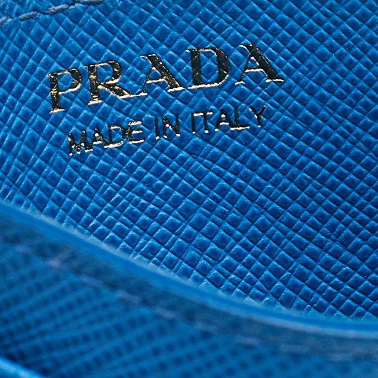 Pre Owned Prada Blue Saffiano Leather Card Holder