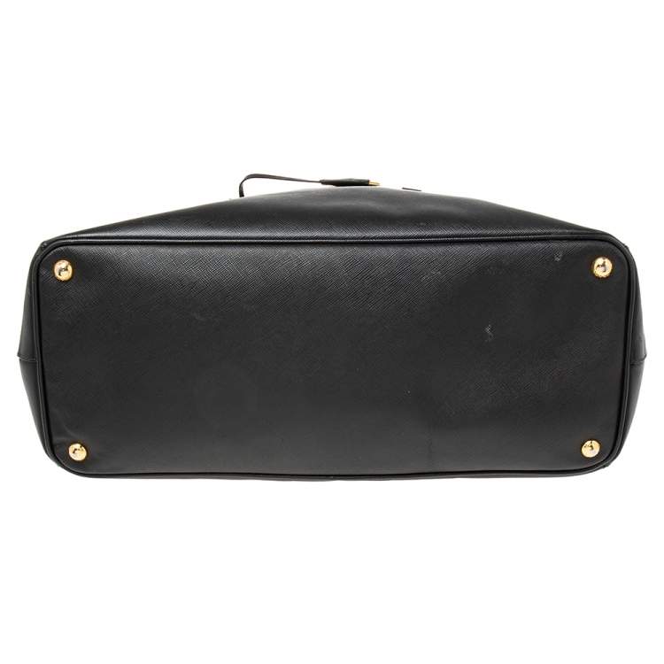 Pre Owned Prada Black Saffiano Leather Large Galleria Double Zip Tote