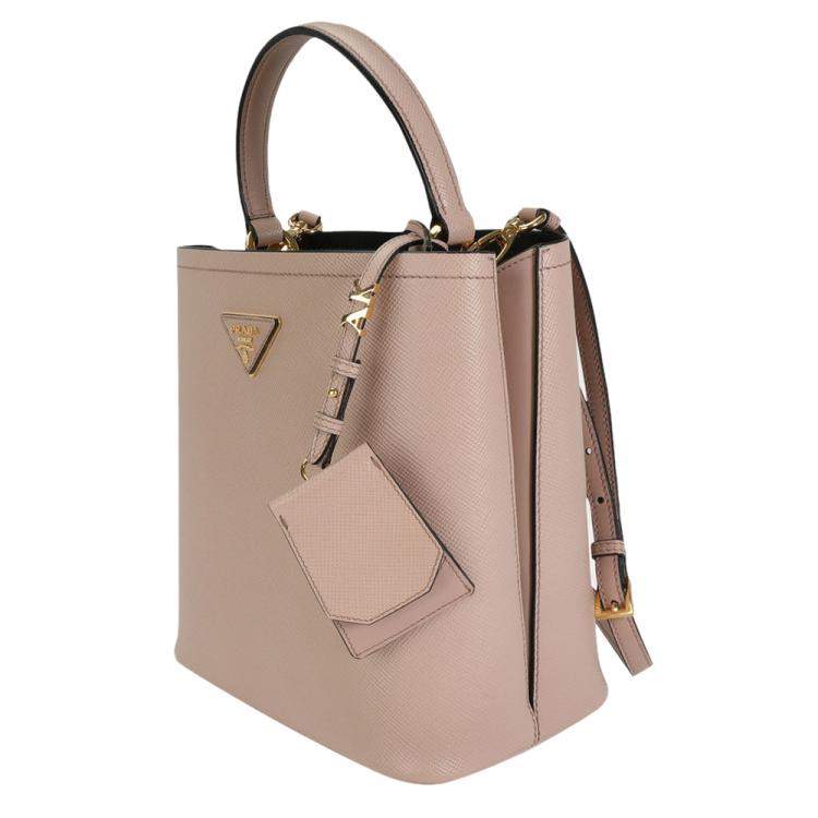 Prada Powder Pink Saffiano Leather Medium Panier Bag Prada