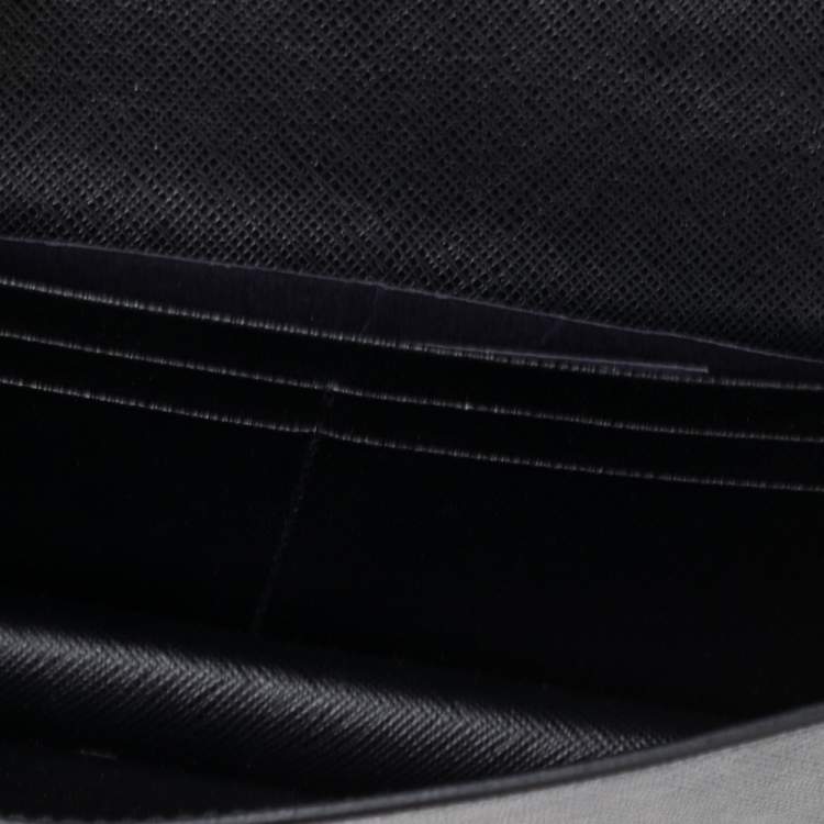 Pre Owned Prada Black Saffiano Leather Cahier Wallet on Chain