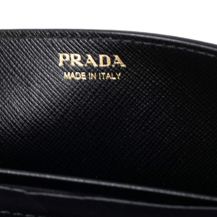 Pre Owned Prada Black Saffiano Leather Cahier Wallet on Chain