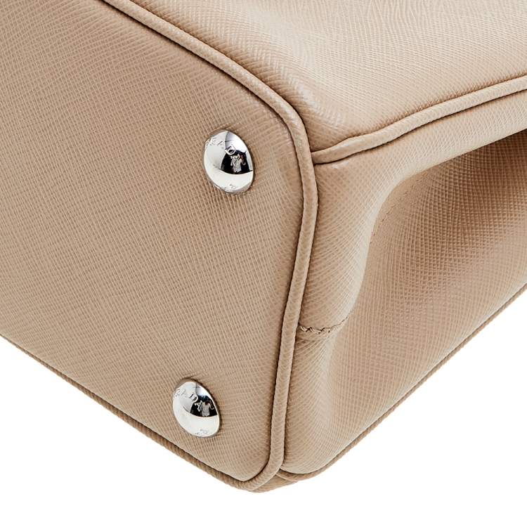 Pre Owned Prada Beige Saffiano Lux Leather Mini Galleria Tote