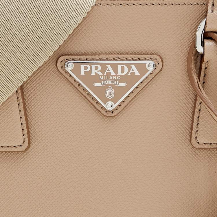 Pre Owned Prada Beige Saffiano Lux Leather Mini Galleria Tote