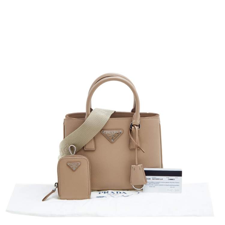 Pre Owned Prada Beige Saffiano Lux Leather Mini Galleria Tote