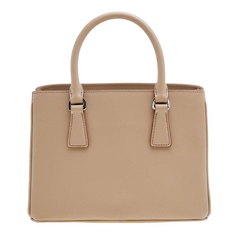 Pre Owned Prada Beige Saffiano Lux Leather Mini Galleria Tote