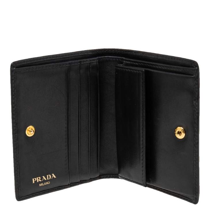 Prada Saffiano Leather Bar-flap French Wallet In Black