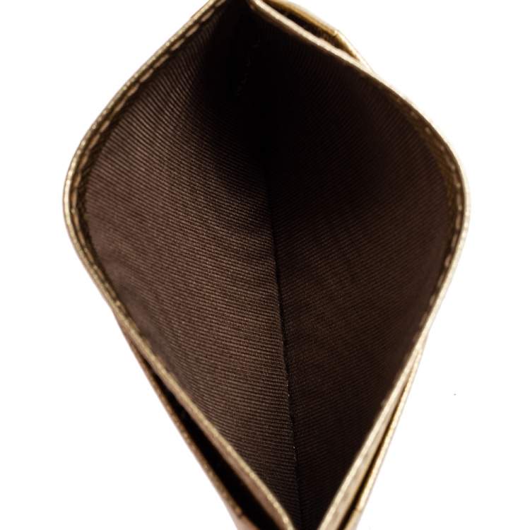 Pre Owned Prada Gold Saffiano Leather Card Case
