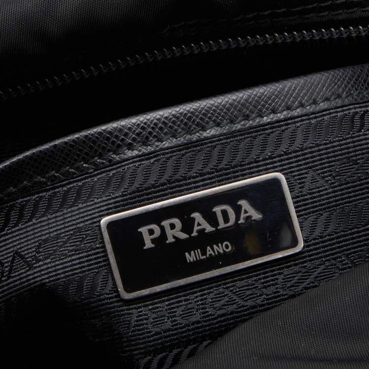 Pre Owned Prada Black Nylon Studded Messenger Bag
