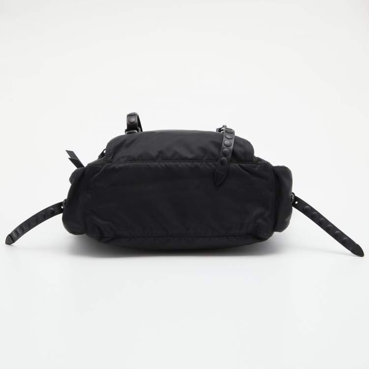 Pre Owned Prada Black Nylon Studded Messenger Bag