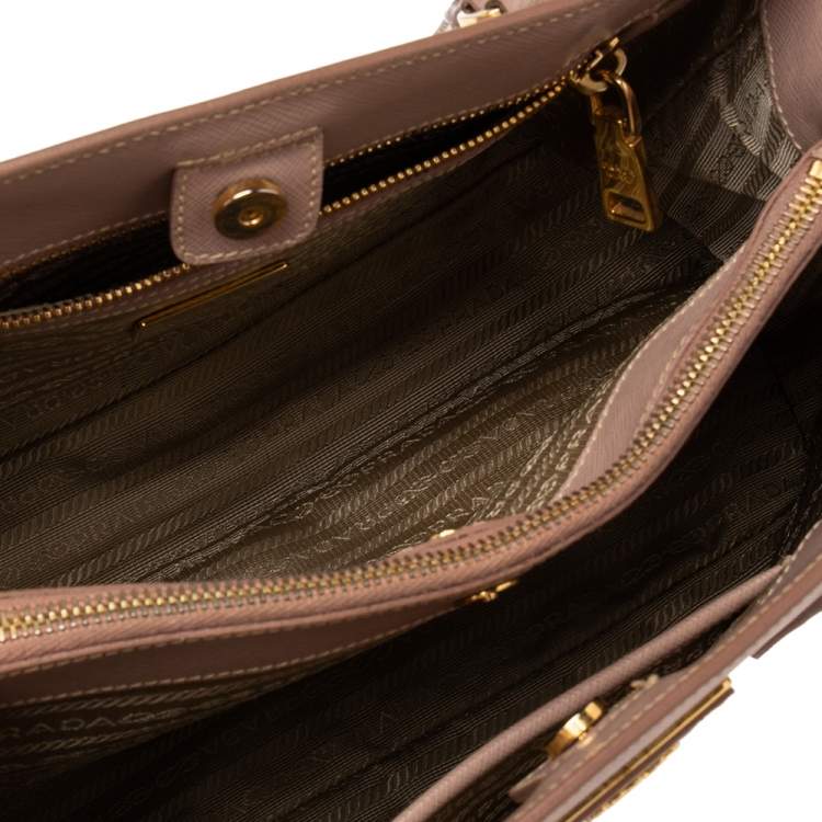 Pre Owned Prada Beige Saffiano Leather Medium Galleria Tote