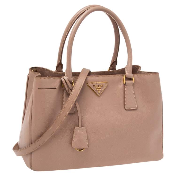 Pre Owned Prada Beige Saffiano Leather Medium Galleria Tote