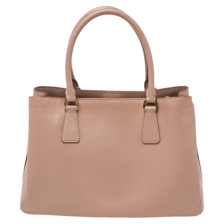 Pre Owned Prada Beige Saffiano Leather Medium Galleria Tote