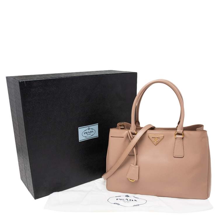 Pre Owned Prada Beige Saffiano Leather Medium Galleria Tote