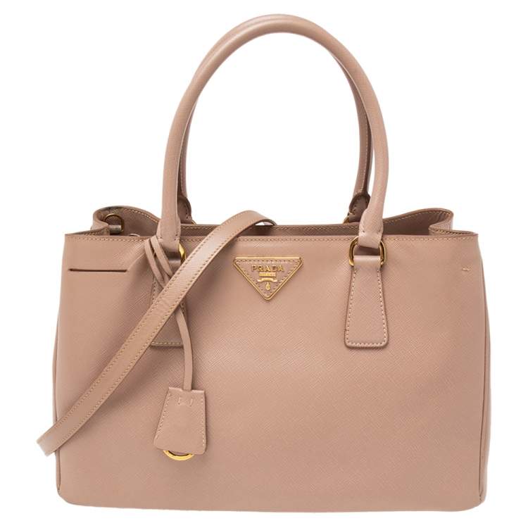Pre Owned Prada Beige Saffiano Leather Medium Galleria Tote