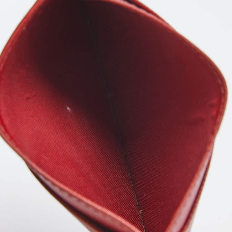 Pre Owned Prada Red Saffiano Lux Leather Logo Card Holder