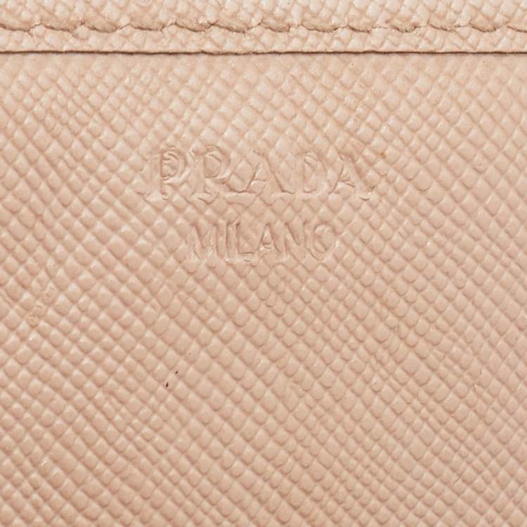 Pre Owned Prada Beige Saffiano Leather Wallet on Chain