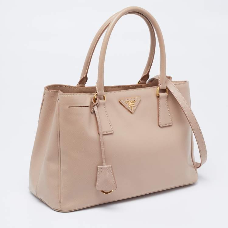 Pre Owned Prada Beige Saffiano Lux Leather Small Tote
